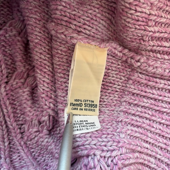 L.L. Bean Sweater Purple Double L Mixed Cable Knit Funnelneck Sweater Medium - Picture 10 of 12